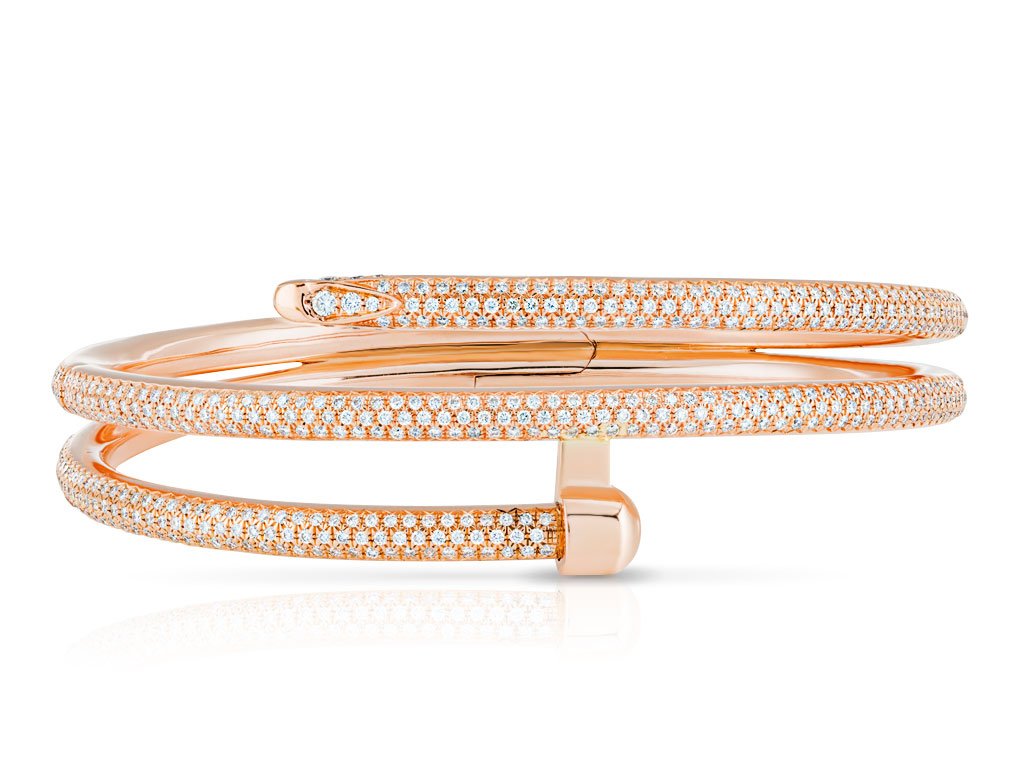 Handcrafted Diamond 18ct Rose Gold Wraparound Bangle