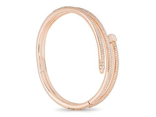 Handcrafted Diamond 18ct Rose Gold Wraparound Bangle