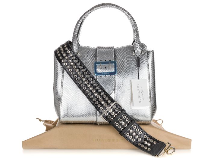 Burberry Silver Python Buckle Silver Tote Bag (1)