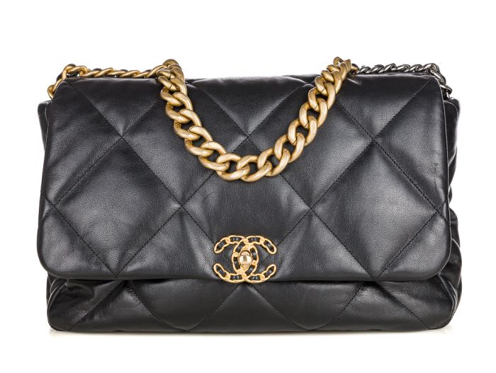 Chanel Black Lambskin Maxi 19 Single Flap Bag