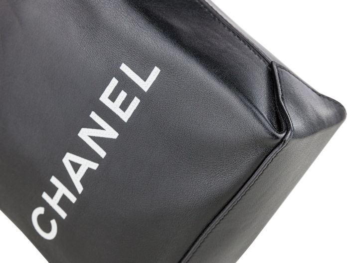 Chanel Black & White Lambskin Mini Shopping Bag Tote - Image 4