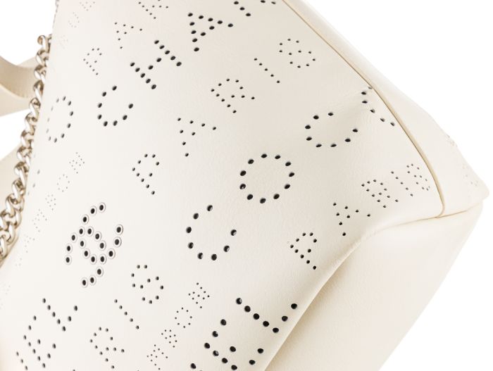 Chanel Cream Calfskin Eyelet Perforated Tote - Image 3
