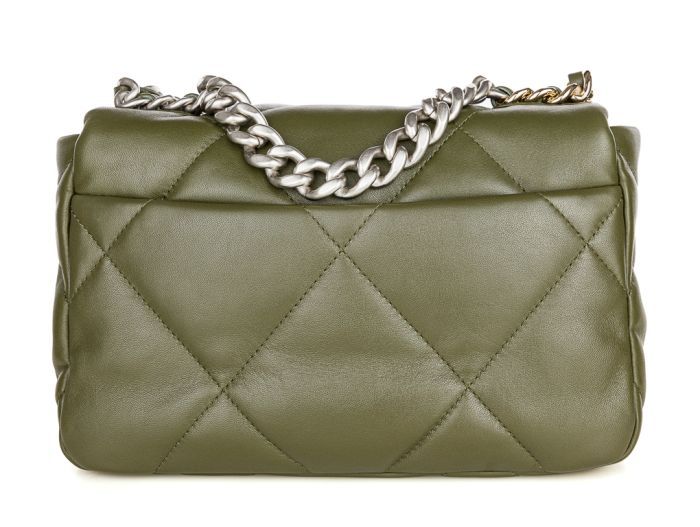 Chanel Khaki Lambskin 19 Single Flap Bag - Image 4