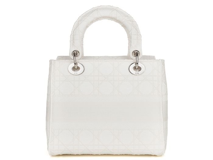 Christian Dior Lady D-lite White Medium Fabric Bag - Image 4