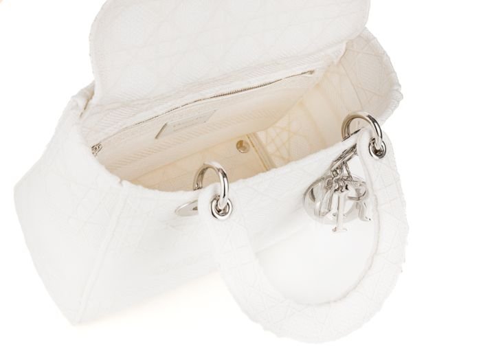 Christian Dior Lady D-lite White Medium Fabric Bag - Image 2
