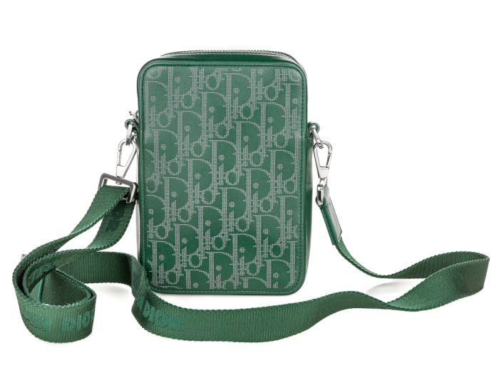 Christian Dior Oblique World Tour Green Canvas Messenger Pouch (1)