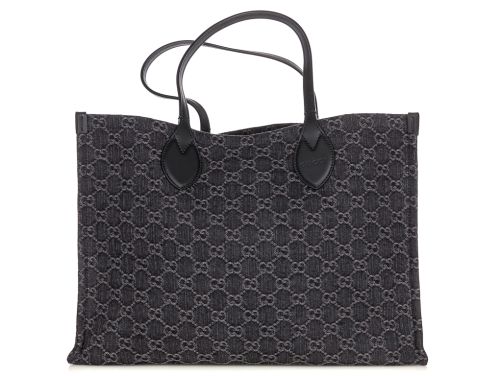 Gucci Grey Denim Ophidia GG Large Tote (2)
