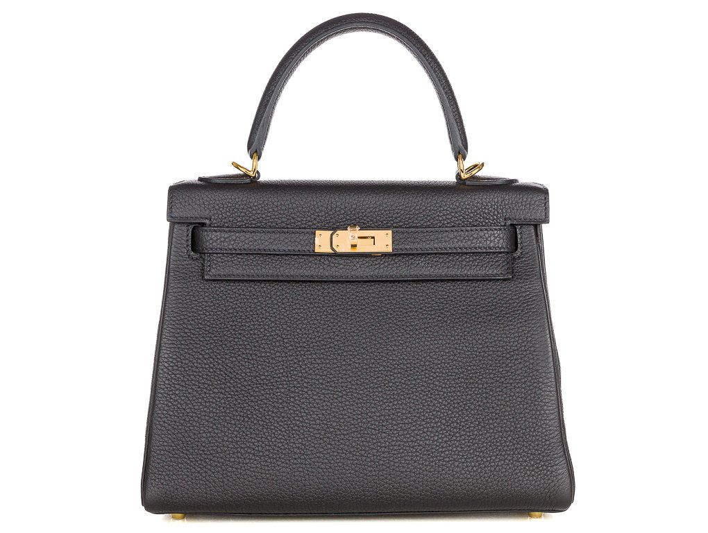 Hermès Black Togo Leather Kelly 25cm Retourne