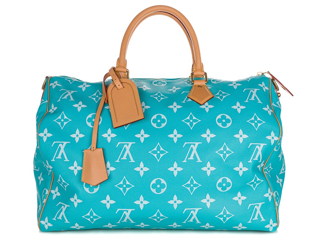 Louis Vuitton Turquoise Blue Leather Speedy P9 Bandoulière 50 Bag (2)