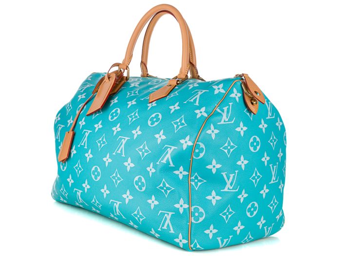 Louis Vuitton Turquoise Blue Leather Speedy P9 Bandouliere 50 Bag - Image 2