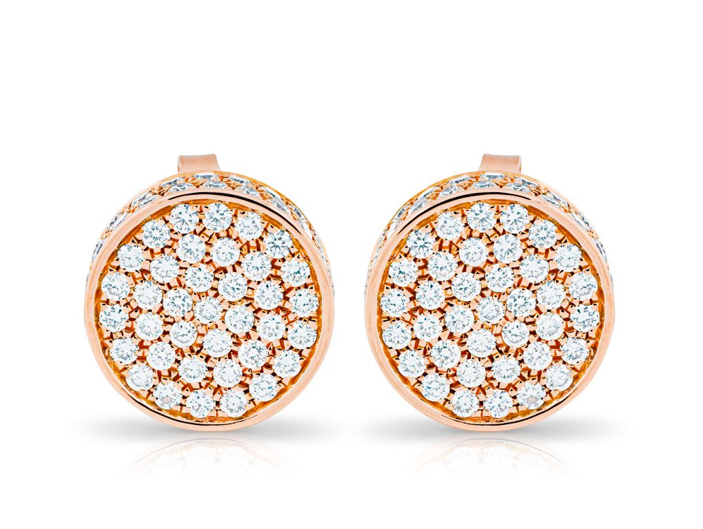 Pave Diamond Rose Button Earrings (1)