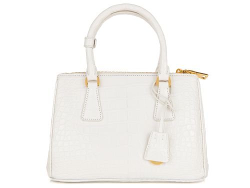Prada White Medium Crocodile Galleria Bag