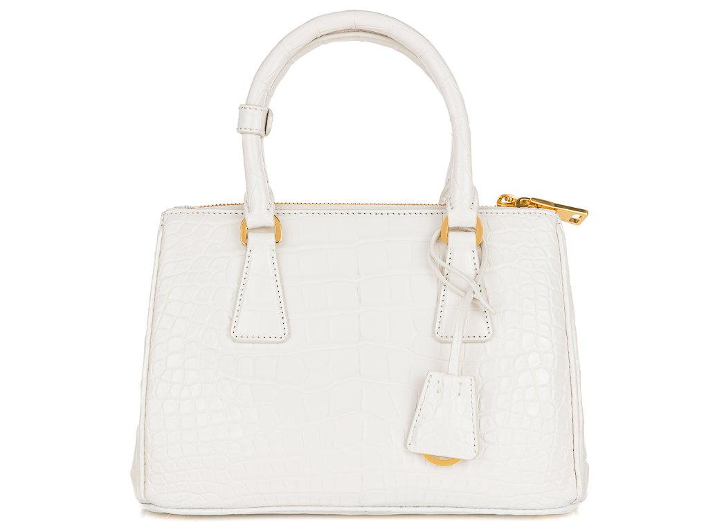 Prada White Medium Crocodile Galleria Bag