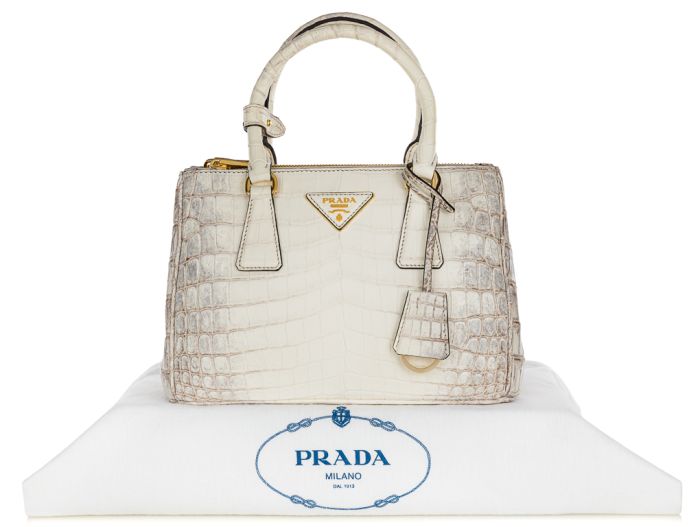 Prada White Small Prada Galleria crocodile leather bag (1)