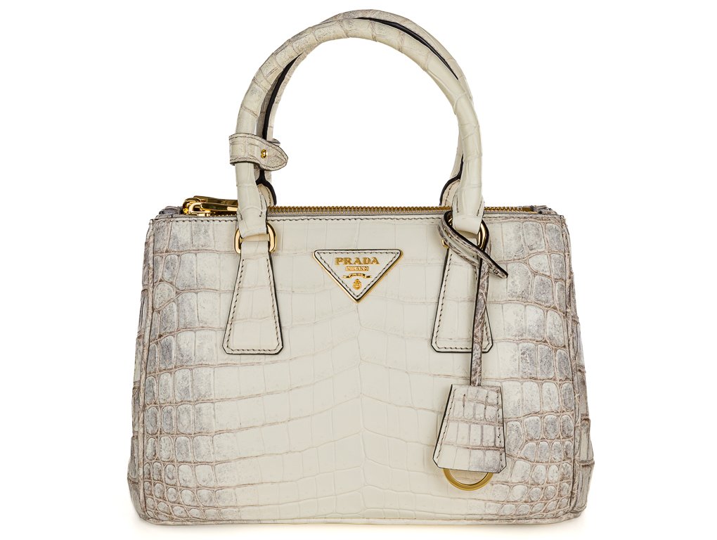 Prada White Small Prada Galleria crocodile leather bag (2)