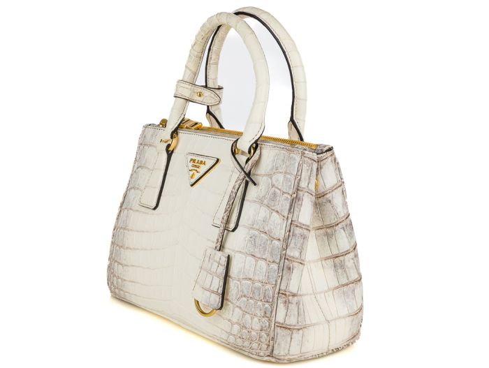 Prada White Small Prada Galleria crocodile leather bag - Image 2