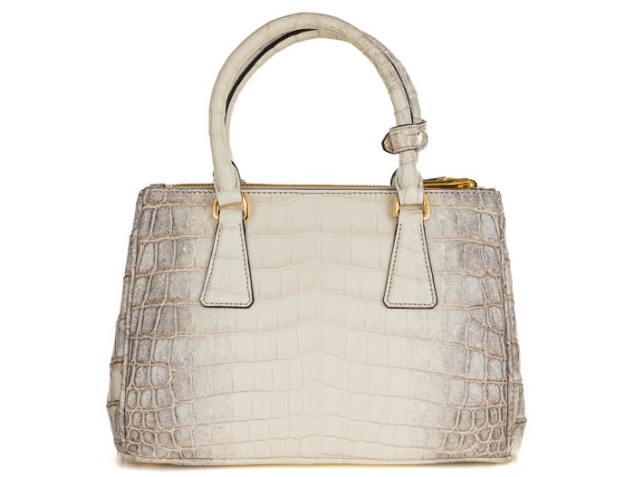 Prada White Small Prada Galleria crocodile leather bag - Image 3