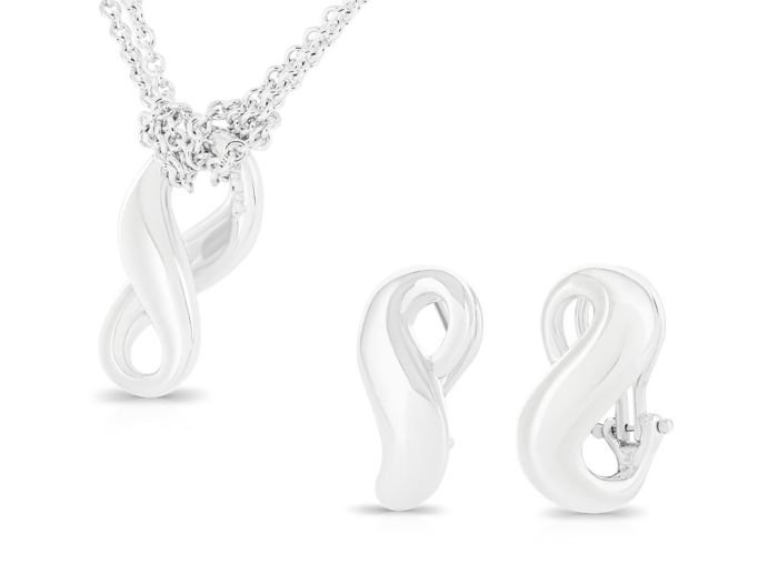 Tiffany & Co Infinity Necklace and Earring Sterling Silver Set