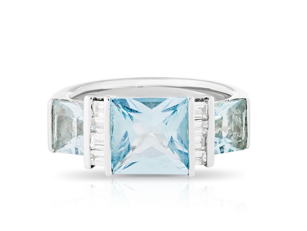 Swiss Blue Topaz & Diamond Ring