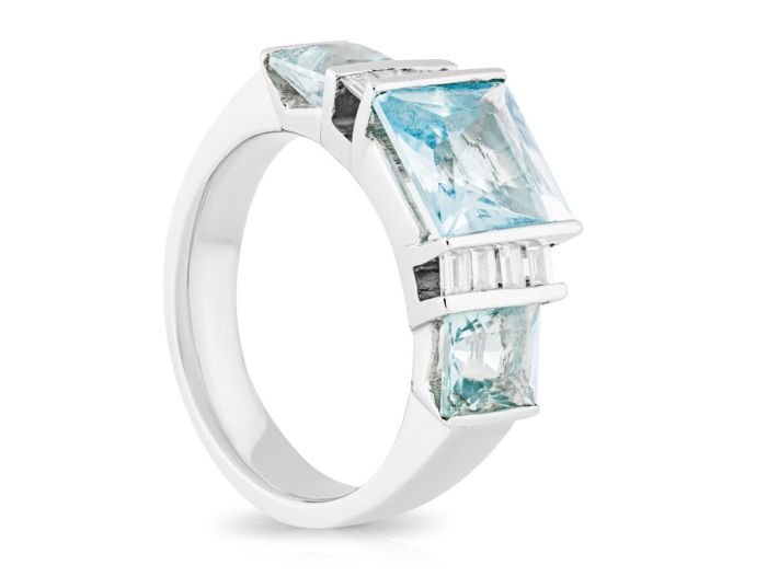 Swiss Blue Topaz & Diamond Ring - Image 2