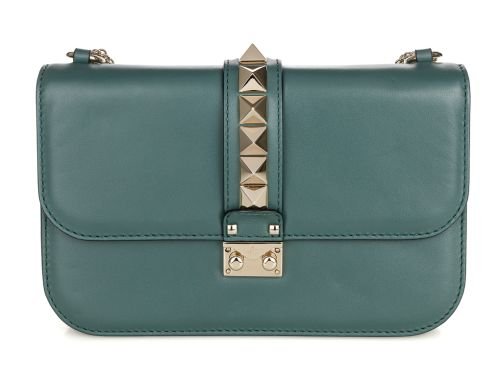 Valentino Garavani Medium Green Glam Lock Rockstud Flap Bag (2)