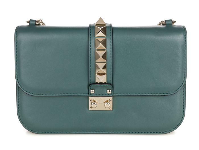 Valentino Garavani Medium Green Glam Lock Rockstud Flap Bag (2)