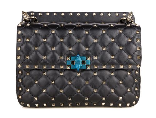 Valentino Medium Nappa Rockstud Spike Black Leather Bag (2)