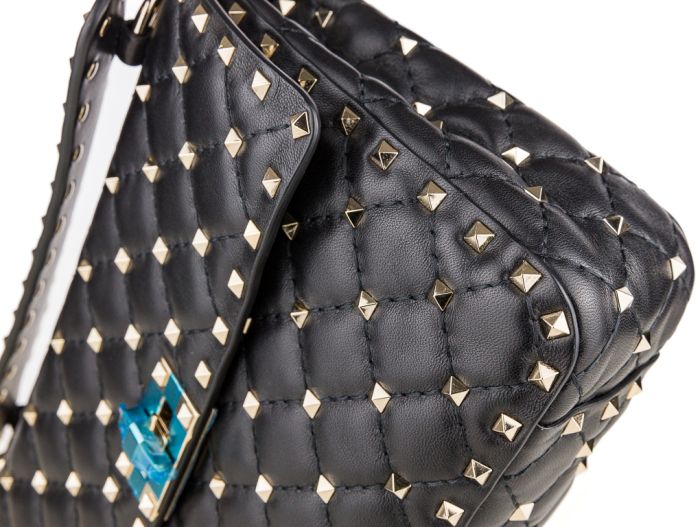 Valentino Medium Nappa Rockstud Spike Black Leather Bag - Image 3