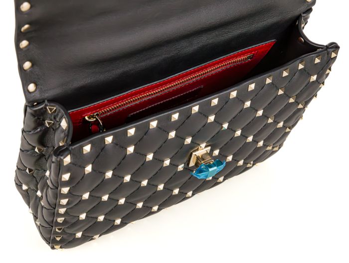Valentino Medium Nappa Rockstud Spike Black Leather Bag - Image 4