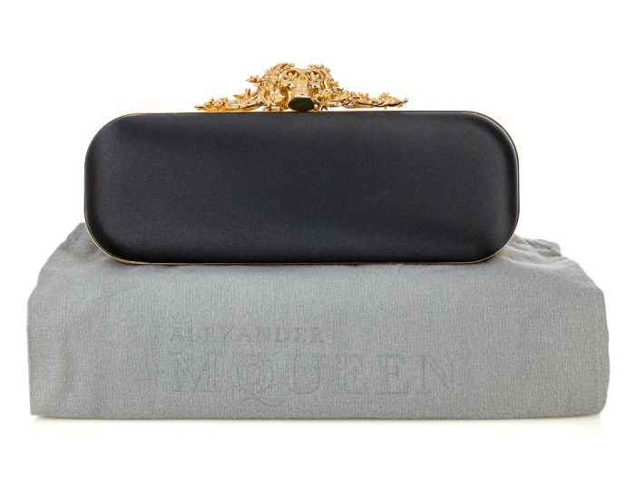 Alexander McQueen Black Satin Clutch Bag (1)