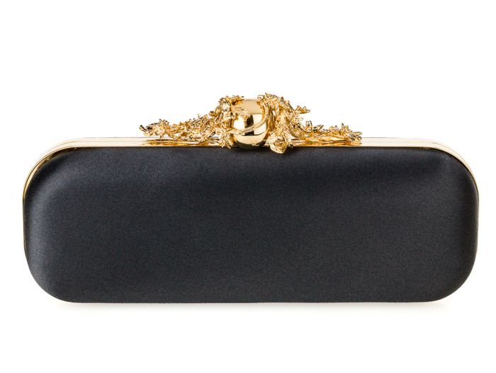 Alexander McQueen Black Satin Clutch Bag - Image 3