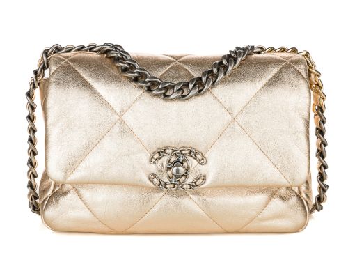 Chanel 19 Metallic Rose Gold Lambskin Leather Small Single Flap (2)