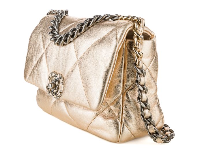 Chanel 19 Metallic Rose Gold Lambskin Leather Small Single Flap - Image 2