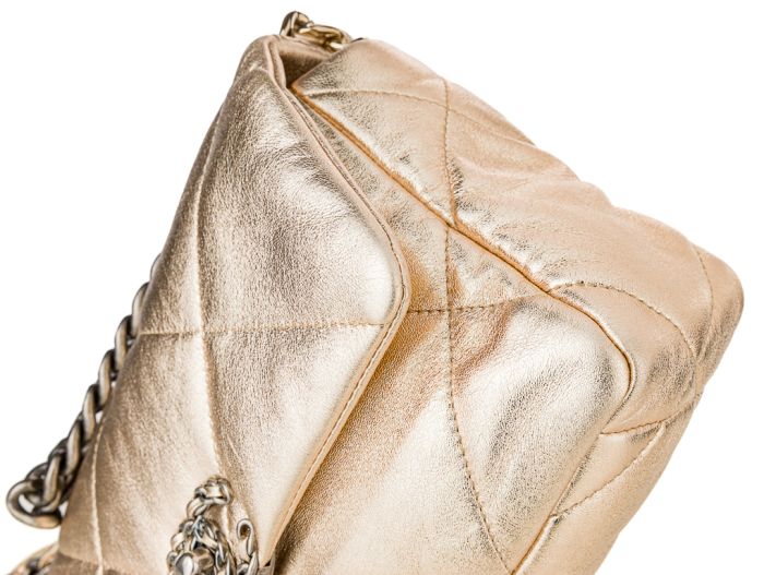 Chanel 19 Metallic Rose Gold Lambskin Leather Small Single Flap - Image 4