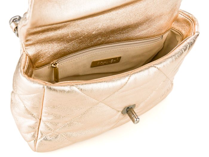 Chanel 19 Metallic Rose Gold Lambskin Leather Small Single Flap - Image 5