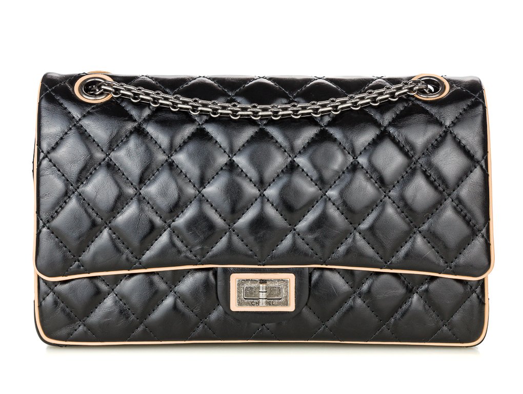 Chanel Black & Beige Leather Reissue 2.55 Bag (2)