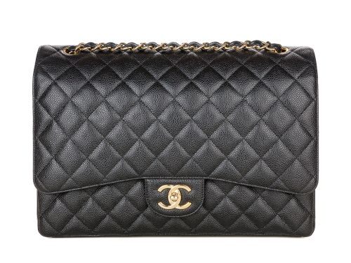 Chanel Black Caviar Leather Maxi Double Flap Bag (2)
