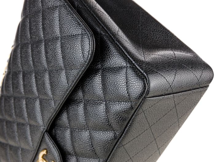 Chanel Black Caviar Leather Maxi Double Flap Bag - Image 4