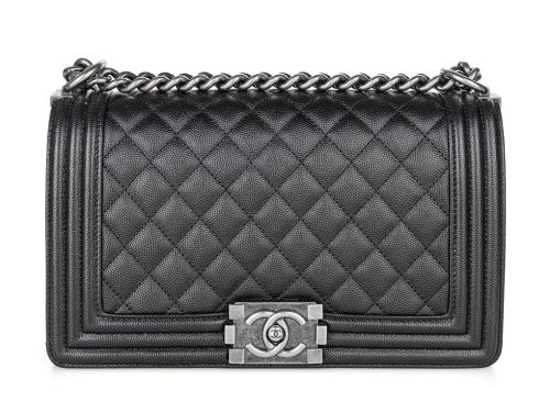 Chanel Black Caviar Leather Medium Boy Bag (2)