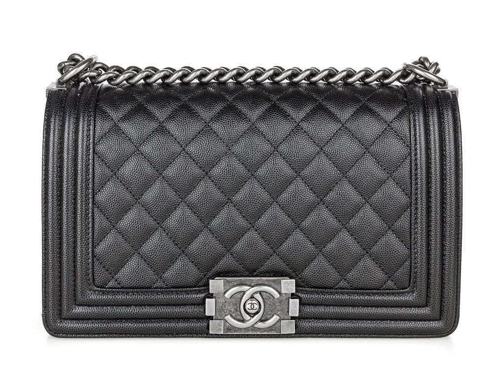 Chanel Black Caviar Leather Medium Boy Bag (2)