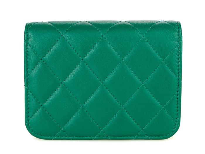 Chanel Card Holder Green Caviar Leather Wallet on Chain - Image 3