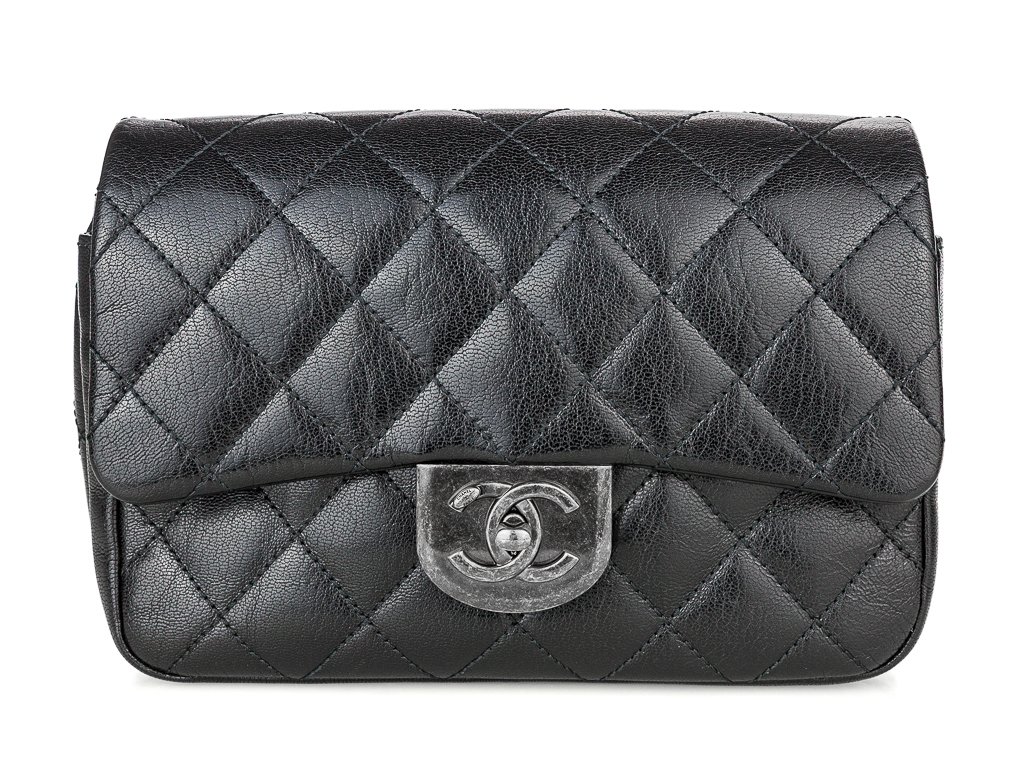 Chanel Double Carry Waist Black Leather Bag (2)