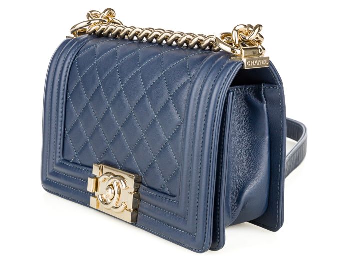 Chanel Small Blue Leather Boy Bag - Image 2