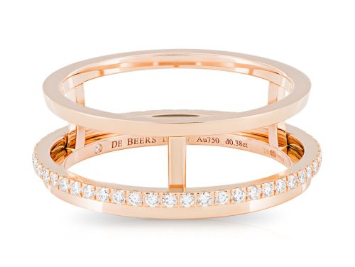 De Beers Horizon One Line Pave 18ct Rose Gold Ring (1)