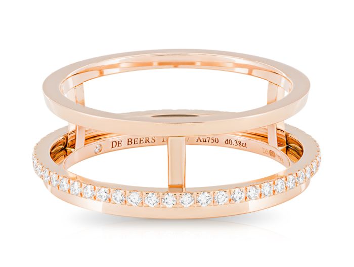 De Beers Horizon One Line Pave 18ct Rose Gold Ring (1)