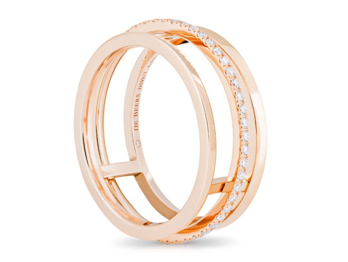 De Beers Horizon One Line Pave 18ct Rose Gold Ring - Image 2