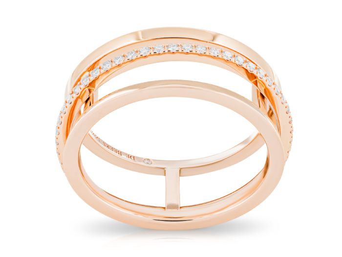 De Beers Horizon One Line Pave 18ct Rose Gold Ring - Image 3