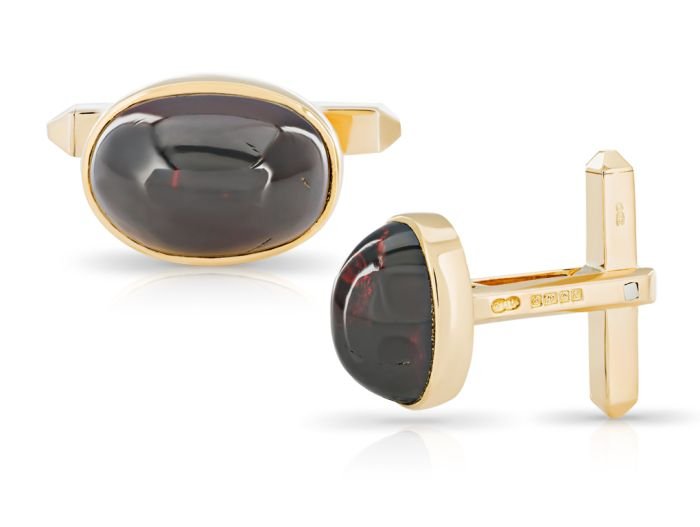 Deakin & Francis Garnet 18ct Yellow Gold Cufflinks (2)