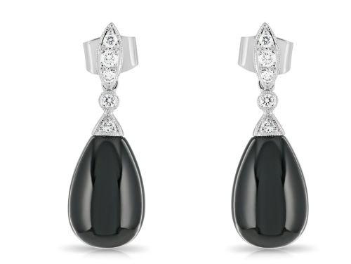 Diamond & Black Stone Earrings (1)