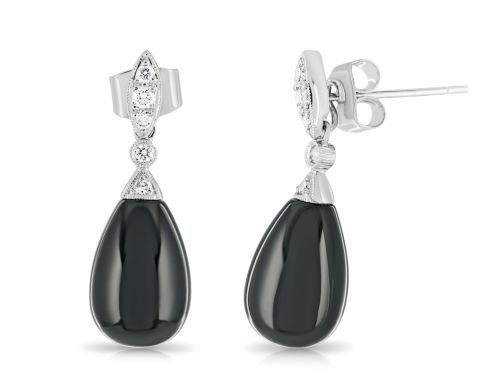 Diamond & Black Stone Earrings (2)